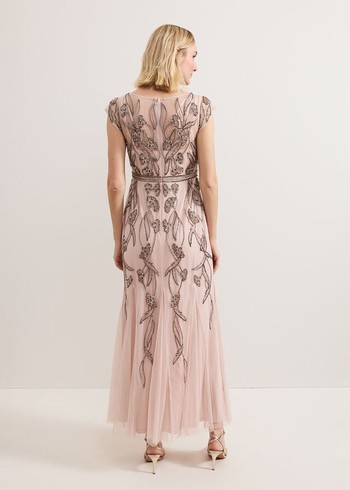 Phase Eight Evonne Beaded Dress Pink Australia | NK0384215